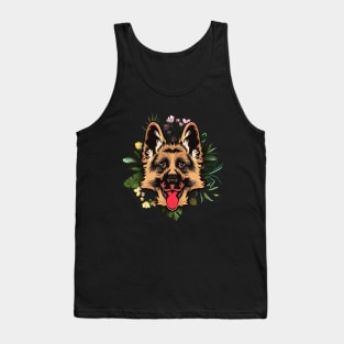 German shepherd in floral Tank Top